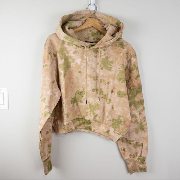 AFRM Womens Size XL Blush Olive Tie Dye Cropped Hoodie NEW Streetwear Casual - Picture 4 of 11